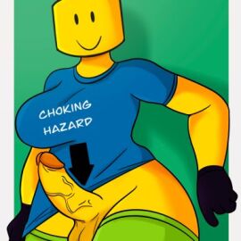 1futa 2d balls big_penis breasts clothed clothing english_text erection futa_only futanari humanoid humanoid_penis idontknow_art intersex mostly_clothed noob penis penis_out roblox smile solo source_request standing tagme