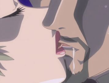 1boy 1girls 2007 american animated ass bald bare_back bible_black bible_black_new_testament black_suit blonde_hair breasts breasts_pressed car crowley's_guards female formal_clothes french_kiss goatee jody's_guards kissing large_breasts lipstick makeup midriff night no_bra revealing_clothes rubbing_crotch shin_bible_black short_hair spiked_hair suit sunglasses tagme tongue tongue_out yuge_toru