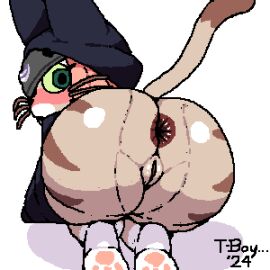 2024 3_toes all_fours anal anal_invitation anal_suggest animated anthro anus artist_name ass big_ass big_butt black_clothing black_eyebrows black_headwear black_nose black_topwear blush bottomless bottomless_anthro bottomless_female brown_body brown_fur brown_tail brown_whiskers capcom clothed clothing digital_media_(artwork) dipstick_tail eyebrows eyelashes feet felid felyne female fur furry gaping gaping_anus genitals green_eyes green_sclera headgear headwear inviting_to_sex leg_markings looking_at_viewer looking_back looking_back_at_viewer lynian mammal markings monster_hunter monster_hunter_stories_2:_wings_of_ruin palico partially_clothed partially_clothed_anthro partially_clothed_female pawpads pixel_(artwork) pixel_animation presenting presenting_hindquarters pupils pussy raised_tail rear_view short_playtime simple_background socks_(marking) solo striped_body striped_fur stripes t-boy tail tail_markings tan_body tan_fur tan_tail toes topwear tsukino_(monster_hunter_stories) whiskers white_background white_body white_fur winking_anus