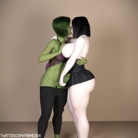 1futa 3d beast_boy dc dc_comics erection female futa_on_female futa_transformation futanari genderswap genderswap_(mtf) green_skin handjob intersex kissing male male_to_futa penis prime3dx raven_(dc) rule_63 teen_titans transformation