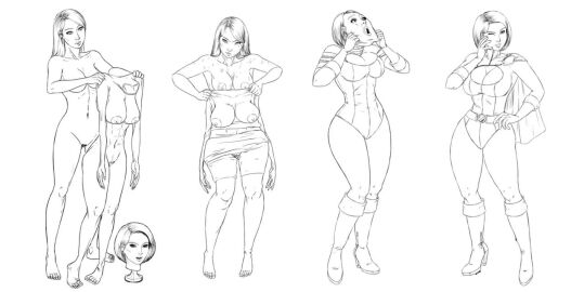 black_and_white breasts dc dc_comics disguise female high_heel_boots karen_starr large_breasts masking power_girl skinsuit skintight superheroine wide_hips