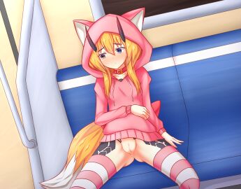 :deuman androgynous balls choker collar commission cute desperate desperate_bottom desperate_for_sex desperation embarrassed embarrassed_nude_female exhibition exhibitionism exhibitionist female female_only femsub flat_chest flat_chested flat_chested_female fox_ears fox_girl fox_tail free_use functionally_nude hairless_pussy heterochromia hood_up hoodie hoodie_only horns horny horny_female horny_sub humanoid humiliated humiliating humiliation imminent_domination invitation inviting inviting_to_anal inviting_to_sex kemonomimi legs_apart male no_panties no_pants no_pubic_hair original_character pervert pervert_female phantasy_star phantasy_star_online_2 pink_hoodie pink_thighhighs presenting presenting_pussy presenting_vagina public public_exposure public_indecency public_nudity public_transportation public_use pussy pussy_exposed pussy_out sarayah shy solo_female sonicphu striped_legwear striped_thighhighs submission submissive submissive_female tattoo train train_interior twink waiting waiting_for_sex weak