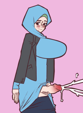 1futa 2025 black_blazer black_clothes black_clothing black_jacket blazer blue_clothes blue_clothing blush bolapiistarize bolapistarize breasts breasts_bigger_than_head cum cumshot ejaculating ejaculating_cum ejaculation erection_under_skirt female foreskin futa_only futanari hijab hijab_futa hijabi indonesian intersex light-skinned_futa light_skin looking_at_viewer masturbation mole mole_under_mouth mostly_clothed mostly_clothed_futa muslim muslim_futa pants pants_down pants_pull penis penis_out pink_background pink_glans retracted_foreskin skirt skirt_lift smile uncircumcised