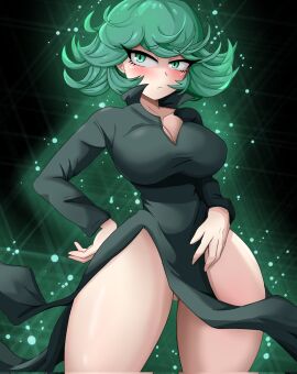 ass big_thighs breasts curvaceous curvaceous_female curvaceous_figure curvy curvy_figure curvy_hips fat_ass female female_only green_hair hatzuhatzu looking_at_viewer one-punch_man short_hair shortstack solo solo_female tatsumaki
