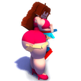 3d big_breasts boyfriend_(friday_night_funkin) breasts female friday_night_funkin girlfriend_(friday_night_funkin) grabbing_ass hug long_hair male meme mine-imator minecraft simple_background skirt smaller_male sospoo taller_female thick_thighs wholesome
