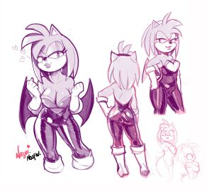 amy_rose amy_the_bat artwork_(digital) bodysuit fanart female jpeg nagainosfw rouge_the_bat_(cosplay) rubber rubber_clothing sketch sketchy sonic_(series) sonic_the_hedgehog_(series)