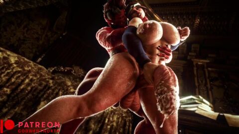 2futas 3d animated baldur's_gate_3 big_areola big_ass big_balls big_breasts big_muscles big_nipples big_penis big_thighs cerys_an_craite cum_drip fast_thrusts from_behind futa_on_futa futa_only futadom futanari godwentnorth grin karlach muscular muscular_futa rough_sex sound sweat tagme the_witcher_3:_wild_hunt video video_game_character video_games watermark