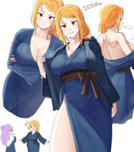 e_v_o_n_0 akihitoevon anastasia_hoshin big_breasts breasts female kimono looking_at_viewer priscilla_barielle re:zero_kara_hajimeru_isekai_seikatsu undressing