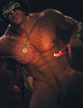 3d 3d_model bara bettybattaglia call_of_duty call_of_duty_modern_warfare_2_(2022) candle erection gay ghost_(modern_warfare_2) looking_at_viewer male male_focus male_only mask masked pinup simon_riley solo solo_male wax wax_on_body wax_play yaoi