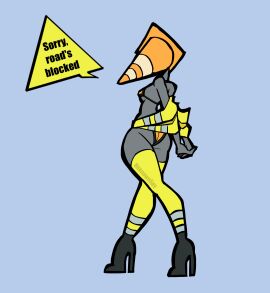 2d 2d_(artwork) ass bikini breasts female female_only high_heels legwear object_head small_breasts solo solo_female tagme traffic_cone unknownspy unknownspy_(artist)