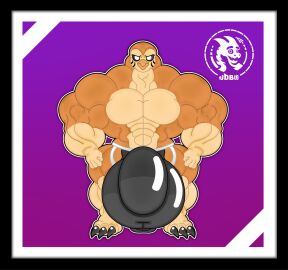 abs anthro anthro_only avian balls big_balls big_bulge big_muscles bird black_sclera brown_body bulge claws clothed clothing demon detailed_bulge disney genitals hi_res hooty_(the_owl_house) hyper hyper_genitalia jdbo-arts jockstrap male male/male muscles muscular muscular_male owl partially_clothed pecs penis simple_background solo the_owl_house underwear white_eyes