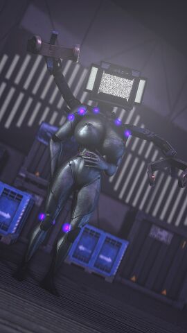 1girls 3d big breasts female female_only polycephaly_(skibidi_toilet) posno_pop_(artist) robot_humanoid screen_face skibidi_toilet slim_waist solo standing tv_head tv_screen