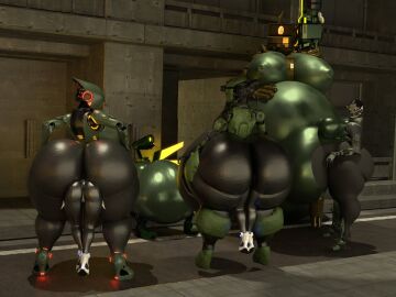 3d 6girls anal_vore android ass assaultron assaultron_(fallout) big_ass big_breasts breasts bubble_ass bubble_butt fallout fallout_4 fallout_76 female female_only femdom giantess haydee haydee_(game) huge_ass huge_breasts larger_female laser_gun qzk_forte rifle smaller_female thick_thighs ultrakill v1_(ultrakill) vore wide_hips yuri