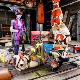 3d 3d_(artwork) 3girls activision amelie_lacroix blizzard_entertainment bondage dark-skinned_female dark_skin drink female female_focus female_only food illari_(overwatch) illari_quispe_ruiz juice light_blue_body light_blue_skin nghiahp72 overwatch overwatch_2 peruvian_female png sojourn_(overwatch) tropicana_(juice) vivian_chase widowmaker