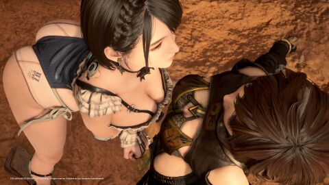 2girls 3d ass black_hair breasts brown_hair eve_(stellar_blade) female female_only lily_artemis_ii multiple_females multiple_girls stellar_blade yuri