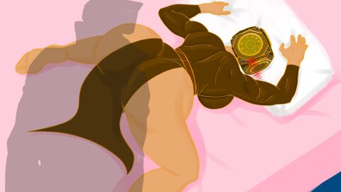 ass big_ass big_breasts big_butt blush blush_lines breasts camera camera_head cameraman clock clock_head female future_clockman_(skibidi_toilet_multiverse) muscular muscular_female pillow raised_behind shadow skibidi_toilet skibidi_toilet_multiverse sundarts