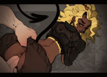 2024 animated anus ass balls blonde_hair brown_body brown_skin clothing demon demon_humanoid duo erection female female_penetrated genitals hair horn horned_humanoid human human_on_humanoid human_penetrating human_penetrating_humanoid humanoid humanoid_penetrated interspecies live2d looking_back male male/female male_penetrating male_penetrating_female mammal original penetration penile penile_penetration penis penis_in_pussy pokilewd pussy sex smile spade_tail tail torn_clothing vaginal_penetration yellow_eyes