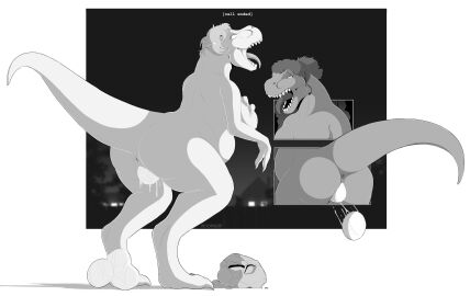 2023 absurd_res anthro anus artist_name ass big_breasts biped blurred_background bodily_fluids border breasts butt_close-up closed_eyes digitigrade dinosaur duo duo_transformation egg egg_from_pussy egg_laying electronics english_text female genital_fluids genitals headgear headphones headset hi_res human_to_anthro koopacap looking_pleasured monochrome naked night nipples non-mammal_breasts non-mammal_hair non-mammal_nipples non-mammal_pussy nude nude_anthro nude_female open_mouth outside phone_call ponytail pregnant pregnant_anthro pregnant_female prehistoric_species pussy pussy_juice_string raised_tail reptile rubble scalie sharp_teeth species_transformation standing tail teeth text theropod tongue tongue_out transformation tyrannosaurid tyrannosauroid tyrannosaurus tyrannosaurus_rex vaginal_fluids white_border wide_crotch