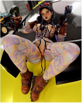 3d 3d_(artwork) angry angry_expression angry_face ass big_ass big_breasts black_hair black_hair_female breasts clenched_teeth completely_nude completely_nude_female cowlick female female_focus female_only fortnite goggles goggles_on_head hourglass_figure hourglass_figured_female huge_ass huge_breasts jules_(fortnite) laying laying_down laying_on_back laying_on_car looking_at_viewer naked_footwear nose_ring nude nude_female oil oil_on_breasts ponytail shiny shiny_skin shoes short_hair short_hair_female solo solo_female solo_focus sweat sweatdrop sweating sweaty tattoos_everywhere teeth_clenched the_collectorhd thick_thighs thighs voluptuous voluptuous_female watermark