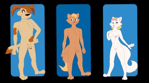 absurd_res agnes_wickfield anthro balls breasts brimk canid canine canis david_copperfield david_copperfield_(1993_film) digital_media_(artwork) domestic_cat domestic_dog felid feline felis female flaccid genitals group hair hi_res male mammal mealy nipples nude penis pussy standing trio