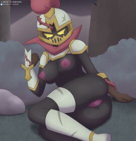 1girls armor armored_female ass ass_focus big_breasts brawl_stars breasts breasts_out complex_vortex female hi_res high_resolution highres knight_lily lily_(brawl_stars) nipples solo solo_female solo_focus supercell sweat vagina