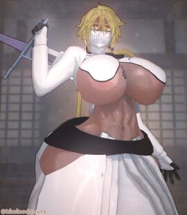 1girls ass big_breasts bleach breasts breasts_bigger_than_head dark-skinned_female female female_only huge_ass huge_breasts kiminodonuts solo tia_harribel