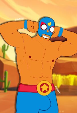 abs big_bulge big_muscles big_penis brawl_stars el_primo_(brawl_stars) gay gay_male gay_sex male muscles pecs penis
