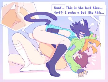 2024 amaruu anal anal_sex animal_humanoid arm_warmers armwear balls bet bottomless bottomless_humanoid cat_humanoid claude_(amaruu) clothed clothing digital_drawing_(artwork) digital_media_(artwork) double_anal double_penetration emanata english_text eyewear felid felid_humanoid feline feline_humanoid femboy femboy_on_femboy femboy_only femboy_thrusting genitals gero_(amaruu) glasses group hair heart_symbol hi_res human human_on_humanoid human_penetrated humanoid humanoid_genitalia humanoid_penetrating humanoid_penetrating_human humanoid_penis interspecies legwear looking_pleasured lost_bet male male/male male_penetrated male_penetrating male_penetrating_male mammal mammal_humanoid orange_hair original penetration penis rectangular_glasses sex smile splats_(amaruu) splats_(splat_me_too) tagme tail text thigh_highs trio