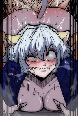 1boy 1girls 2d 2d_(artwork) amber_eyes ambiguous_penetration animal_ears ass bent_over big_ass big_butt bodily_fluids breasts cat_ears cat_girl cat_tail chimera_ant cum cum_inside cumming_inside cumming_while_penetrating doggy_style ejaculation eyes_rolling_back felid felid_humanoid feline feline_humanoid female from_behind from_behind_position gon_freecss grey_hair humanoid hunter_x_hunter light-skinned_female light_skin male male/female mark_gavatino motion_lines neferpitou on_model open_shirt pale-skinned_female pale_skin partial_male partially_clothed pecs penetration penile penis raped_female saliva sex sex_from_behind short_hair shounen_jump submissive_female tail villainess white-haired_female white_hair