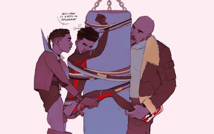 aaron_davis brown_skin captured dark-skinned_male dark_male_only dark_skin dialogue english_text gay male male/male marvel marvel_comics miles_g_morales miles_morales_(earth_42) miles_morales_(spider-verse) milkycoffee_jpg selfcest uncle_and_nephew very_dark_skin yaoi