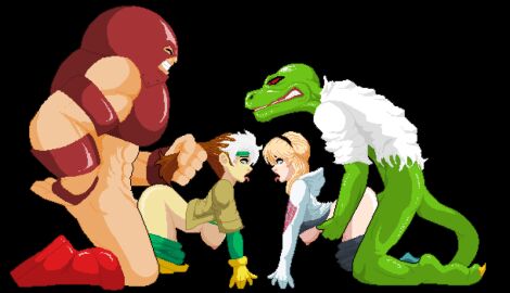 2boys 2girls animated anna_marie anthro doggy_style female furry gwen_stacy hairband holding_hair juggertuul lizard male marvel marvel_comics multiple_boys multiple_females multiple_girls multiple_males pulling_hair rogue_(x-men) sex spider-gwen spider-man_(series) the_lizard_(marvel) tongue tongue_out x-men