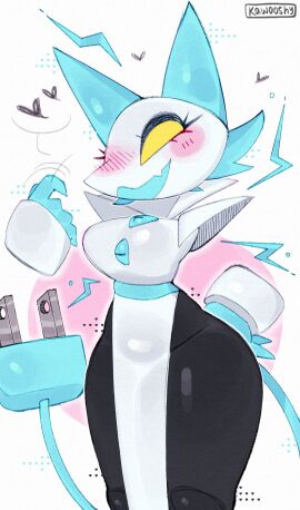 1girls anthro black_legs blush breasts cat_ears clothed clothed_female clothing deltarune deltarune_chapter_2 eyelashes feline female female_only floating_hands heart hips kawooshy legs lighting_bolt oerba_yun_fang robot robot_girl solo solo_female tasque_manager_(deltarune) thick_legs thick_thighs thighs undertale_(series)