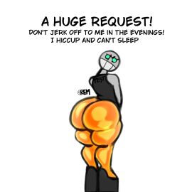 1boy artist_logo ass back_view ballistic_gel big_ass big_butt femboy humor male no_visible_genitalia non-human non-human_only rem_(oc) remiman robot robot_boy thick_thighs toony toony_face transparent_body
