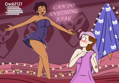 2girls amity_blight blush brown_hair brown_hair_female canon_couple crock2121 crock21211 dancing half-dressed half_naked half_naked_female latina latina_female long_hair long_hair_female luz_noceda purple_hair_female shaking shaking_ass shaking_hips the_owl_house the_owl_house_(finale)