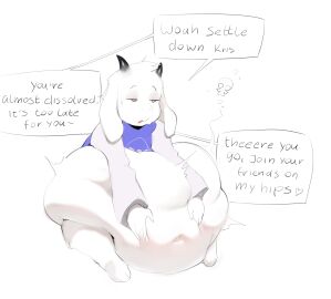 absurd_res anthro anthro_only anthro_pred asriel_dreemurr ass belly belly_rub big_belly blush bovid brother_pred caprine clothing death deltarune dialogue digested digestion english_text fatal_vore goat hi_res horn huge_belly kinkykong kris_(deltarune) lying male male_pred male_prey mammal oral_vore overweight pressing_against rumbling_stomach same_size_vore size_difference speech_bubble stomach_bulge struggling struggling_prey text tired undertale undertale_(series) vore white_body