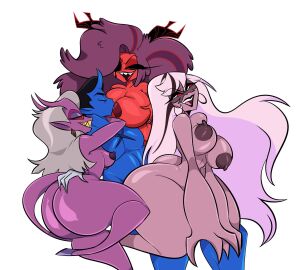 4demons big_ass big_breasts blue_body bodily_fluids breasts carmilla_carmine demon demon_boy demon_girl demon_girls demon_horns demon_humanoid demon_martha_(helluva_boss) demon_tail demoness demons fangs female grey_hair group group_sex hair hazbin_hotel helluva_boss hi_res horn humanoid male male/female male_penetrating male_penetrating_female martha_(helluva_boss) mature_female mayberry_(helluva_boss) multiple_females multiple_girls muscular muscular_male nipples nude open_mouth open_smile penetration pink_body pleasure_face red_body red_eyes saliva sex simple_background smile spicyimpxxx straight tail teeth thick_thighs tongue white_hair