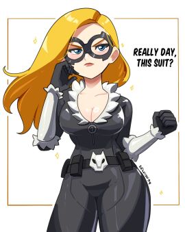 1girls big_breasts black_bodysuit black_cat_(cosplay) black_catsuit blonde_female blonde_hair blue_eyes bodysuit breasts cosplay dc dc_comics female female_only jumpsuit kara_zor-el large_breasts latex_suit long_hair looking_at_viewer marvel marvel_comics selvish94 supergirl superman_(series) yellow_hair