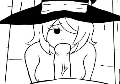 animated blowjob boobs breasts female monochrome witch_hat