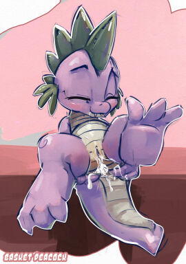 1boy 2014 animal_genitalia anthro ass closed_eyes computer_olympics cub cum cum_in_ass cute_fangs dragon fangs feet friendship_is_magic happy male male_cub male_only my_little_pony scalie slit smile solo spike_(mlp) spread_ass spreading tail teeth young