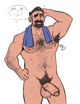 armpit armpit_hair balls bear_(body_type) beard blush body_hair disney facial_hair flaccid goatee king_frederic male male_only nude penis solo solo_male tangled terratauren