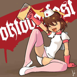 1girls 2d alcohol alcoholic_drink beer beer_mug blushing_profusely english_text female female_only femmedic human human_female human_only jopereira medic_(team_fortress_2) mug nerf_now panties pink_panties rule_63 solo team_fortress_2 text