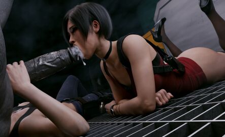 1boy 1girls 2girls 3d 3d_(artwork) ada_wong ada_wong_(adriana) asian asian_female ass balls big_ass big_cock big_penis biohazard black_hair blowjob blowjob_face capcom claire_redfield claire_redfield_(jordan_mcewen) cock curvaceous curvy curvy_female dick docni dress eyebrows eyelashes female grey_body grey_skin heels hi_res high_heels high_resolution highres huge_cock light_skin lips male penis resident_evil resident_evil_2 resident_evil_2_remake short_hair sucking sucking_penis threesome