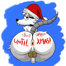 anthro anus anus_peek ass ass_focus balls bedroom_eyes big_ass big_butt body_writing bubble_ass bubble_butt christmas christmas_outfit el_sick fat_ass fat_butt femboy femboy_only furry furry_femboy furry_only grey_tail looking_back male marlonxd painted_balls penis possum rat_tail rodent_humanoid sik_(el_sick) small_cock small_teeth twink x-mas