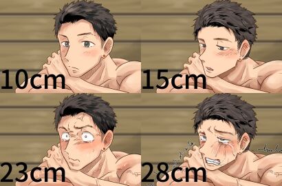 1boy ahe_gao anal anal_insertion anal_penetration before_and_after biceps blurry_background blush brown_eyes brown_hair chart crossed_arms crying crying_with_eyes_open earrings frown funny_face gay gritted_teeth half-closed_eyes head_on_arm hi_res male male_only male_penetrated measurements merged motyaki multiple_views muscles muscular muscular_arms muscular_male offscreen_character original original_character penis reaction_chart resisting sequential short_hair suggestive tearing_up tears trembling veiny_arms veiny_face veiny_hands veiny_muscles veiny_neck wide_eyed wooden_wall yaoi