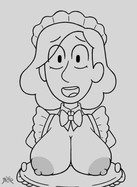 1girls areola areolae big_breasts blagzdeath boobs_on_tray boobs_out breasts breasts_on_tray breasts_out female hilda_(series) johanna_(hilda) looking_at_viewer maid maid_outfit maid_uniform milf nipples puffy_areolae puffy_nipples smile smiling smiling_at_viewer tits_on_a_platter tits_out