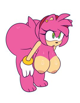 1girls amy_rose anthro areolae ass barefoot bent_over big_ass big_breasts breasts bubble_ass bubble_butt fat_ass female female_only green_eyes hedgehog huge_ass large_ass large_breasts monamania nipples nude nude_female solo sonic_(series) sonic_the_hedgehog_(series) thick_ass thick_thighs white_background wide_hips