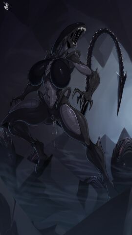 1girls alien_(franchise) alien_girl alien_humanoid big_breasts breasts dripping_pussy dustyjcircus female female_xenomorph femomorph pussy xenomorph