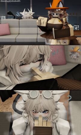 !! 1futa 1girls 3d ass blush breasts chenoo cleavage female finger finger_sucking futa_on_female futanari pov roblox roblox_avatar roblox_studio robloxian steamy_breath tagme trying_to_help yukari_hanarr34