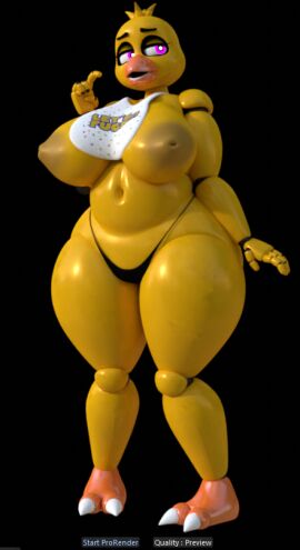 1girls 3d 3d_model animatronic animatronic_female ass avian big_breasts breasts chica_(fnaf) chica_(mishuyuu) child_bearing_hips classic_chica_(fnaf) cute female female_focus female_only five_nights_at_freddy's large_breasts looking_away lustful_gaze mishuyuu pink_eyes posing robot solo standing text thick_ass thick_hips thick_thighs thong voluptuous voluptuous_female wide_hips