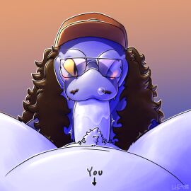 absurd_res ambiguous_focus ambiguous_gender ambiguous_species anthro blush bodily_fluids bubble clothing cum cum_bubble duo erection eyewear facial_hair fellatio fellatio_pov genital_fluids genitals glasses hair hat headgear headwear hexel_(scalesack) hi_res hog-nosed_snake looking_at_viewer male male/ambiguous moustache one_eye_closed oral penile penis precum reptile scalesack_(hex) scalie sex simple_background snake solo_focus wavy_hair wink winking_at_viewer ych_(character)